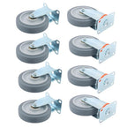 4Pcs Swivel Rubber Caster + 4 fixed wheels Total 8Pcs 5-Inch Grey Casters