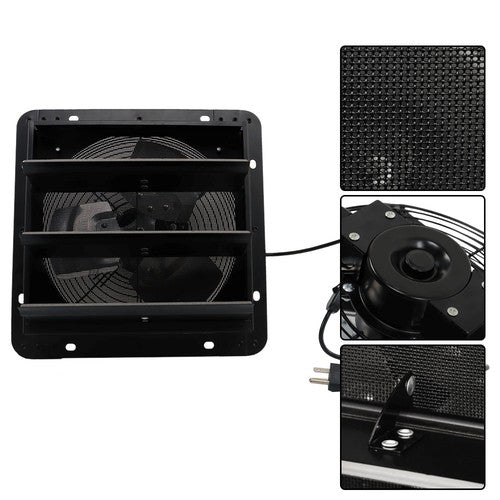 Wall Mounted 10" Shutter Exhaust Fan With Switch & Insect Mesh Low Noise 980 CFM