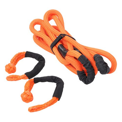 1"×20ft Kinetic Recovery Tow Rope Heavy Duty Energy Rope w/2 Soft Shackle Orange