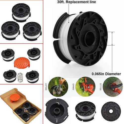 New 6 Pack Replacement For BLACK+DECKER AF-100-3ZP 30ft 0 .065" Trimmer Spool