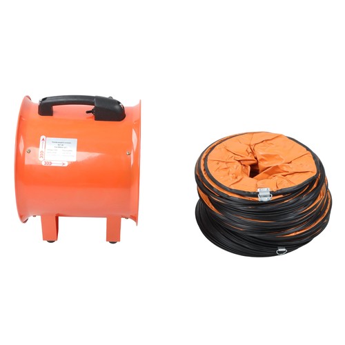 Portable Blower Steel 10 Inch, 1520 CFM 320W Industrial Orange 33ft Ducting