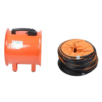 Portable Blower Steel 10 Inch, 1520 CFM 320W Industrial Orange 33ft Ducting
