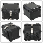 Black 45L Motorcycle Top Case Tail Box Thick Aluminum Hard Trunk With Backrest