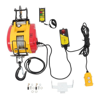 1100lbs 500kg 2in1 Portable Electric Hoist Winch Wire & Wireless Remote Control