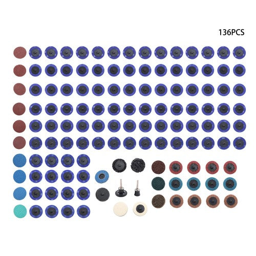 136 Pack Sanding Discs Set 2 inch Quick Change Discs with 1/4 inch Holder