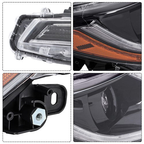Black For Toyota Corolla 2023-2024 Pair LED Clear Headlights&Front Lower Grill