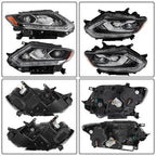For Nissan Rogue 2014-2016 RH&LH Black Housing Clear Lens LED Type Headlights