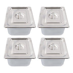 Restaurant Steam Table Pans 4 Pack 1/2 Size 6 Inch Deep Thickened with Lid