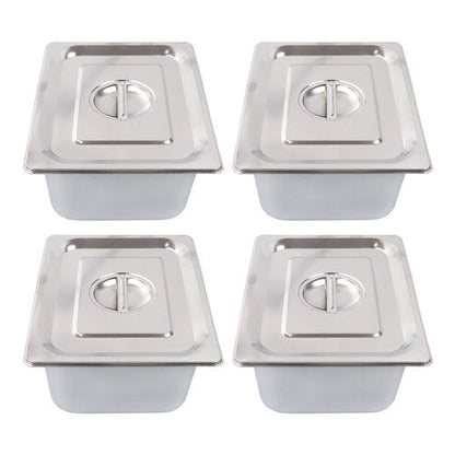 Restaurant Steam Table Pans 4 Pack 1/2 Size 6 Inch Deep Thickened with Lid