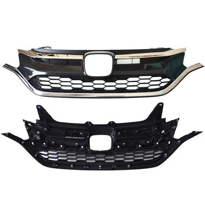 Front Grille Upper Trim & Lower Grille For Honda CRV 2015-2016 Black Plastic