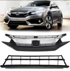 Front Bumper Upper Lower Grille Grill Chrome for 2016-2018 for Honda Civic