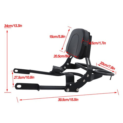 For Bonneville T100 T120/Black 2016-2024 Backrest Sissy Bar w/ Luggage Rack USA