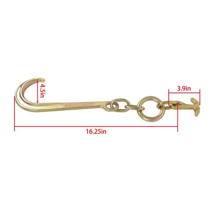 15 Inch G70 J Hook w/T-J Hook 5400 Lbs Working Load Limit Towing Hooks