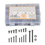 1590 pcs M3 Screw Kit with Hex Button and Socket Head Bolts, Nuts, and Washers