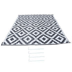 8x10ft Outdoor Plastic Straw Rug For Camping Outdoor Carpet Black & White