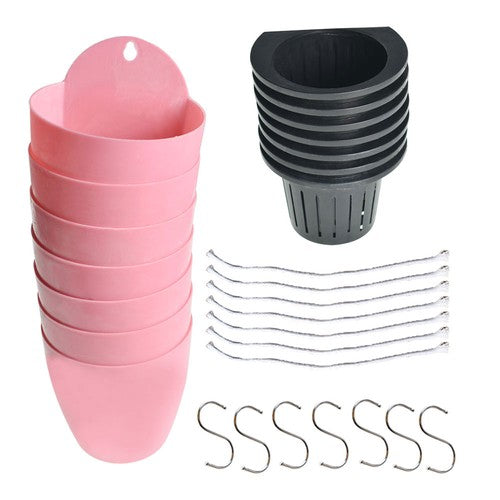 Pink Self-Watering Plant Flower Pot Wall Hanging Plastic Planter Garden 7 Pack