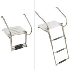 USA 3-step Stainless Steel Ship Ladder With Platform Marine With Telescoping