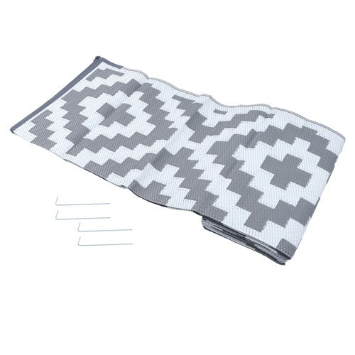 8x10ft Waterproof Outdoor Rug Outdoor Plastic Straw Rug For Camping Gray & White