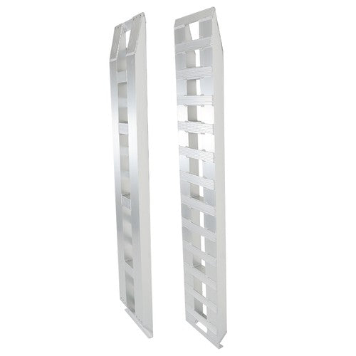 2Pcs 72'' × 14'' Aluminum Sliver Trailer Ramps 6500LBS Total Beavertail Hook End