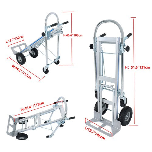 1000 LBS Capacity 3 in 1 Convertible Hand Truck for Warehouses & Factories