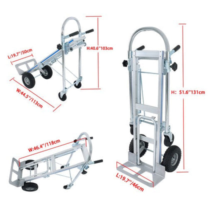 1000 LBS Capacity 3 in 1 Convertible Hand Truck for Warehouses & Factories