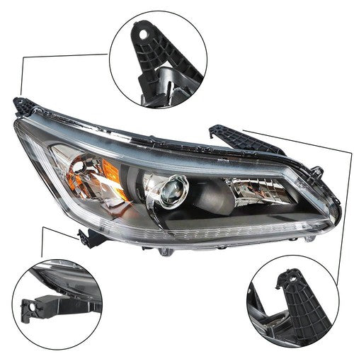 1PCS Passenger Headlight Assembly Fit For Honda Accord 2013-2015 Clear Halogen