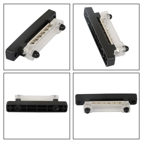 Bus Bar Power Distribution Terminal Block Red & Black 6 Way 48V 150A Busbar