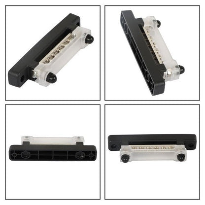 Bus Bar Power Distribution Terminal Block Red & Black 6 Way 48V 150A Busbar