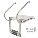 USA 3-step Stainless Steel Ship Ladder With Platform Marine With Telescoping