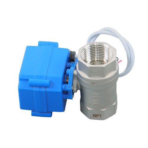 Solid Motorized Ball Valve 3/4in Full Port SS 9-24V AC/DC NC Auto Return