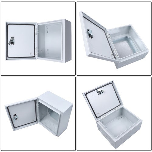 12x10x6" NEMA 4X Steel Electrical Box, IP56 Waterproof Lockable w/Mounting Plate