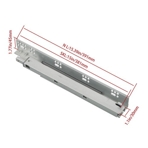 1 Pairs Undermount Drawer Slides 15 inch Undermount Soft Close Drawer Slides