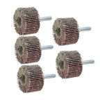 5 Pack 1-1/2" x 1" x 1/4" Shank Mounted Flap Wheels 60 Grit Aluminum Oxide