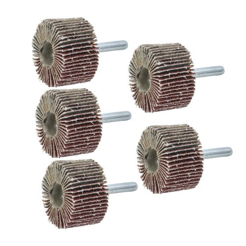 5 Pack 1-1/2" x 1" x 1/4" Shank Mounted Flap Wheels 60 Grit Aluminum Oxide