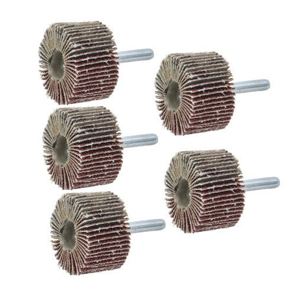 5 Pack 1-1/2" x 1" x 1/4" Shank Mounted Flap Wheels 60 Grit Aluminum Oxide