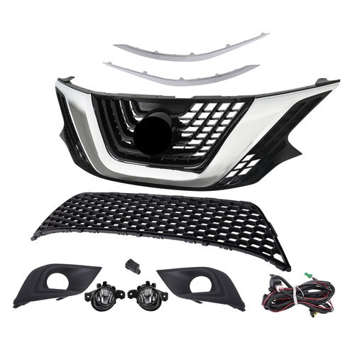 8pcs For Nissan Murano 2015-2018 Front Grill Bumper Trim Molding+Foglights Set