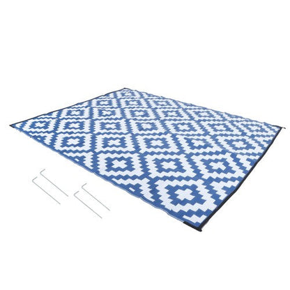 8x10FT Waterproof Foldable Outdoor Plastic Navy Blue White Carpet