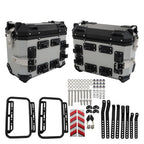 Silver 36L Motorcycle Side Case Hard Saddlebag Box Trunk Tour with Support Racks