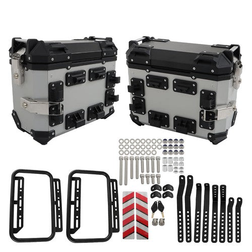 Silver 36L Motorcycle Side Case Hard Saddlebag Box Trunk Tour with Support Racks