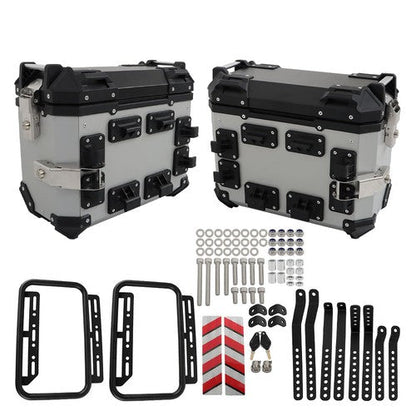 Silver 36L Motorcycle Side Case Hard Saddlebag Box Trunk Tour with Support Racks