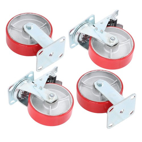 6" X 2" Industrial Casters - 2 Fixed and 2 Swivel Caster Wheels with Brakes