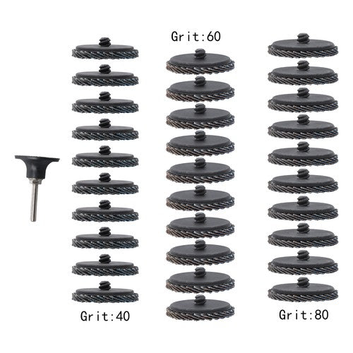 30 PCS 2 Inch Mixed Curved Roll Lock Quick Change Sanding Discs 40/60/80 Grit