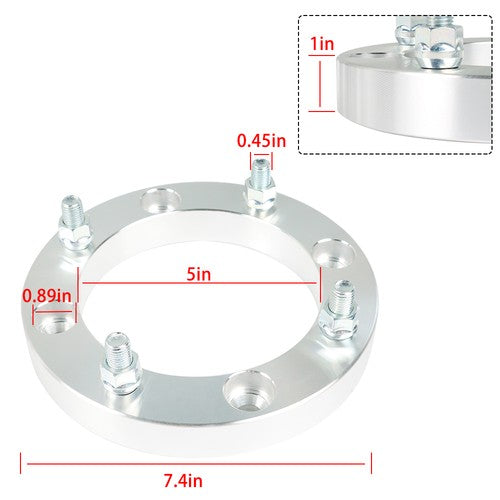 Wheel Spacers 4x156 1" 131mm M12x1.5 Silver 4Pcs For Polaris Polaris RZR 2015+