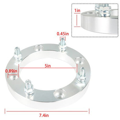 Wheel Spacers 4x156 1" 131mm M12x1.5 Silver 4Pcs For Polaris Polaris RZR 2015+