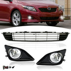 Front Bumper Lower Black Grille+Fog Lights Chrome For 2009 2010 Toyota Corolla