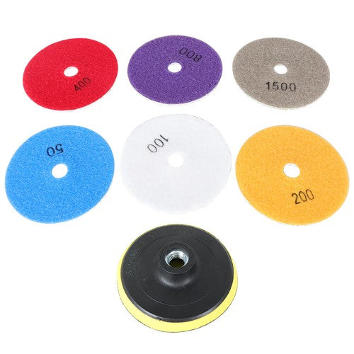 7PCS 4 Inch Set Wet Dry Diamond Polishing Pads For Granite Concrete Marble Stone