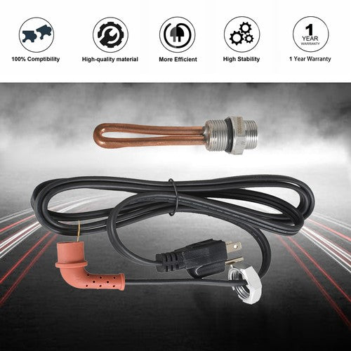 Engine Block Heater Element & Cable Cord 6B018 For 2003-10 F250 F350 F450