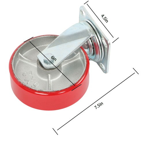 6" × 2" Tilt Casters Heavy Duty Swivel Caster Wheel 1250 Lbs Industrial Casters