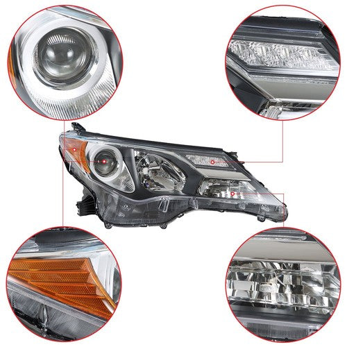 Fit For Toyota RAV4 2013 2014 2015 LH+RH Headlight Headlamps Clear Lens Halogen