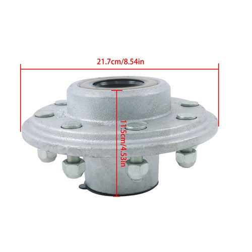 Pre-Assembled 8-Lug 6.5" Galvanized Trailer Hub Kit Fit For 7,000lb #42 Trailer